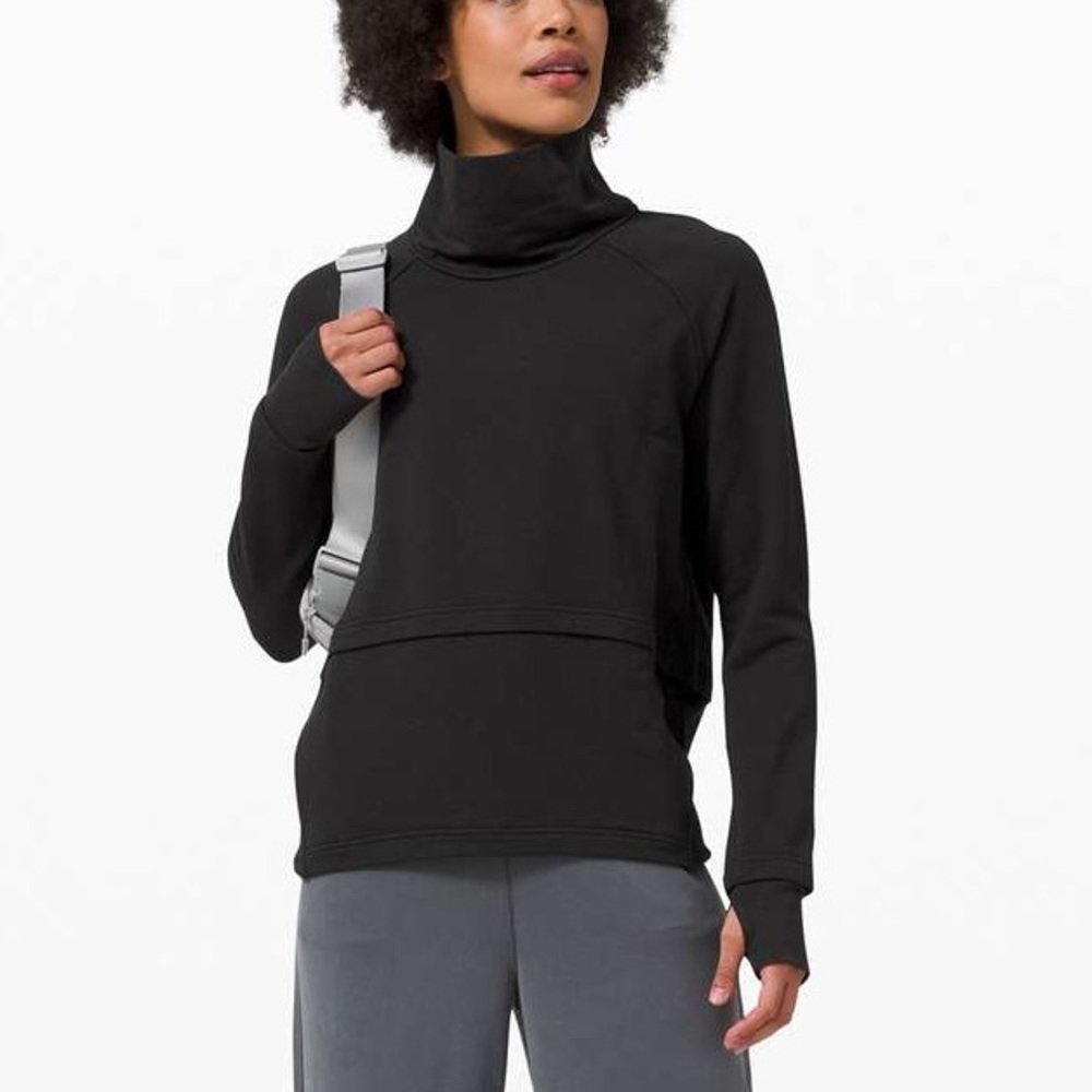 Lululemon Find Your Unwind Cowl Neck Black Pullover Sweatshirt Athletic W3COVS 4